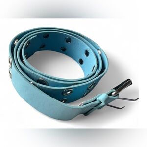 2 Buckle Womens Cute Punk Emo Goth Stylish Blue Whole Belt 50” Large